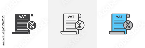 Value added tax VAT colored icon set