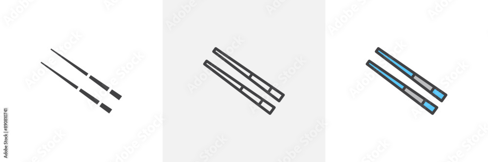 Chopsticks colored icon set Chopsticks colored icon set