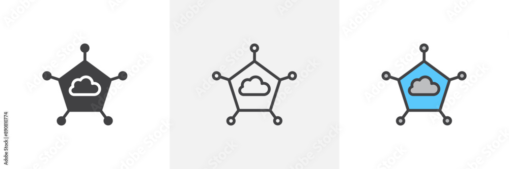 Edge computing colored icon set Edge computing colored icon set
