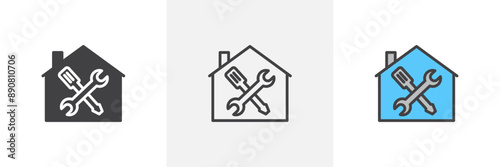 Home repair colored icon set