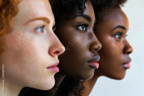 Multi ethnic woman faces profile view