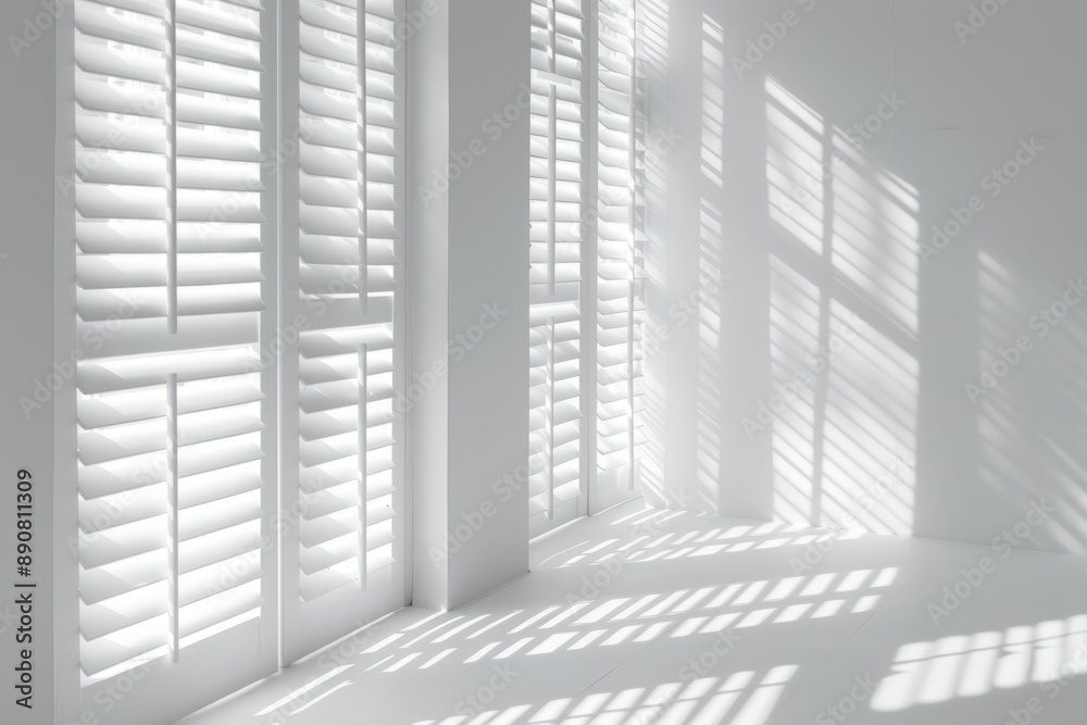 Natural light rays casting minimal shadows on white wall, trace monotone Natural light rays casting minimal shadows on white wall, trace monotone