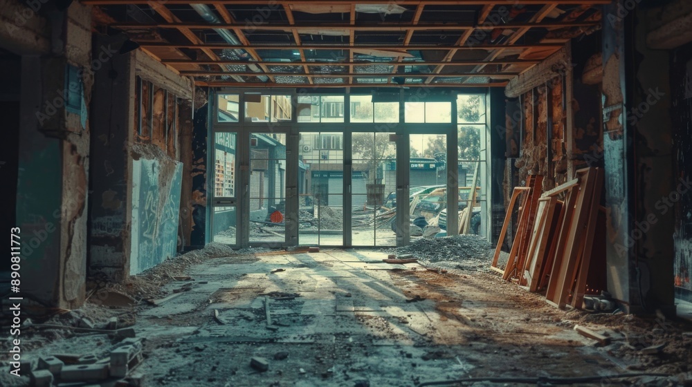 Renovation scene in urban setting Renovation scene in urban setting