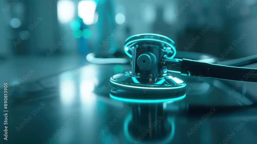 A stethoscope is depicted as an ultramodern A stethoscope is depicted as an ultramodern