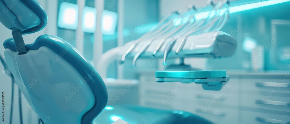 Create custom dental solutions in an ultramodern, supernatural scene, with copy space Create custom dental solutions in an ultramodern, supernatural scene, with copy space