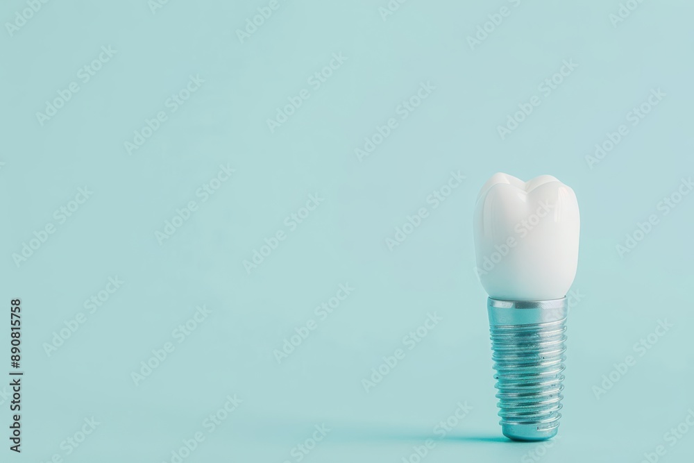 Custom dental implants crafted with care in an ultramodern, supernatural scene, with copy space Custom dental implants crafted with care in an ultramodern, supernatural scene, with copy space