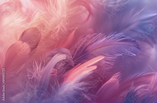 Close Up of Soft Purple and Pink Feathers