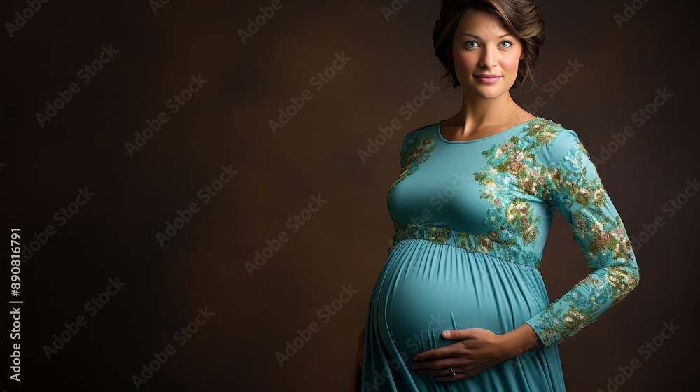 Transgender man in advanced pregnancy, heavily pregnant with child, a