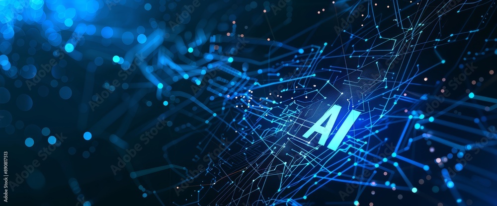 AI technology on black background. Futuristic, dark artificial intelligence concept with text AI technology on black background. Futuristic, dark artificial intelligence concept with text