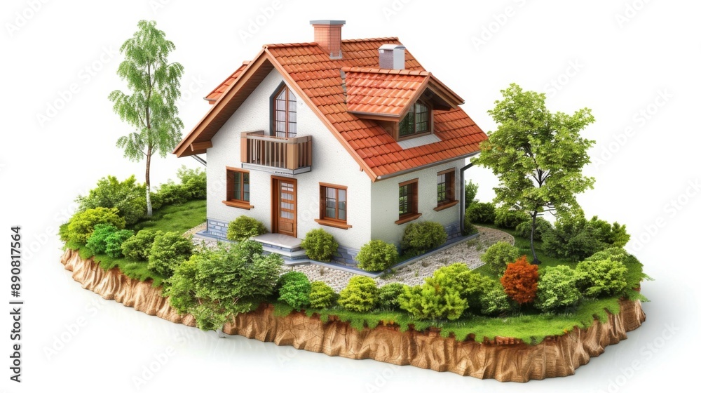 Miniature House on Floating Island Miniature House on Floating Island