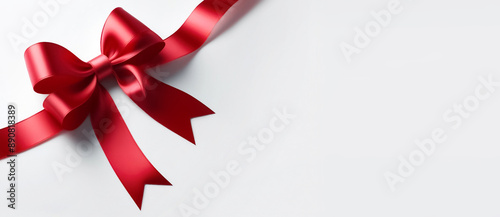 Beautiful gift box with red (scarlet) ribbon and bow, perfect for special occasions like birthdays, Christmas, event. This elegant, festive present is for celebrating holidays