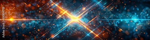 Abstract Blue And Orange Light Streaks With Bokeh Effect