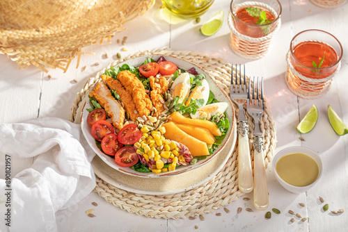 Delicious and fresh salad w...