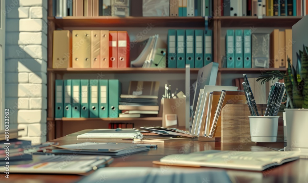 Office administrator organizing files at a desk Office administrator organizing files at a desk