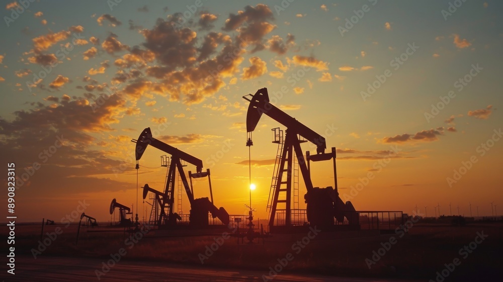 Oil pumps at sunset Oil pumps at sunset
