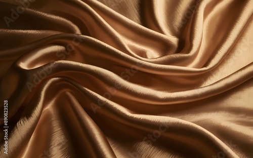 Obraz na płótnie Luxurious golden silk fabric with flowing folds and ripples background. w salonie