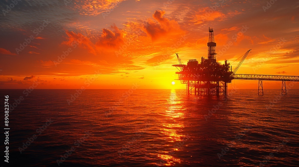 Offshore Oil Rig at Sunset Offshore Oil Rig at Sunset