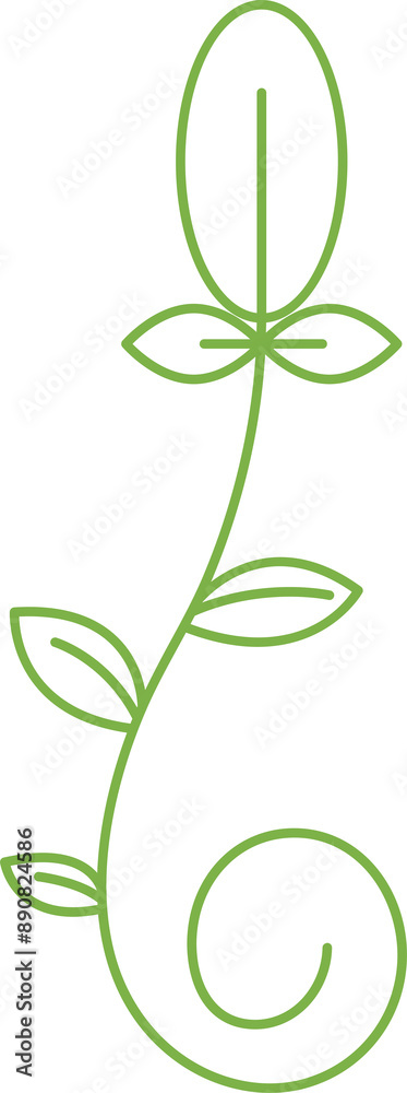 Floral Leaves and Flowers Line Art Floral Leaves and Flowers Line Art