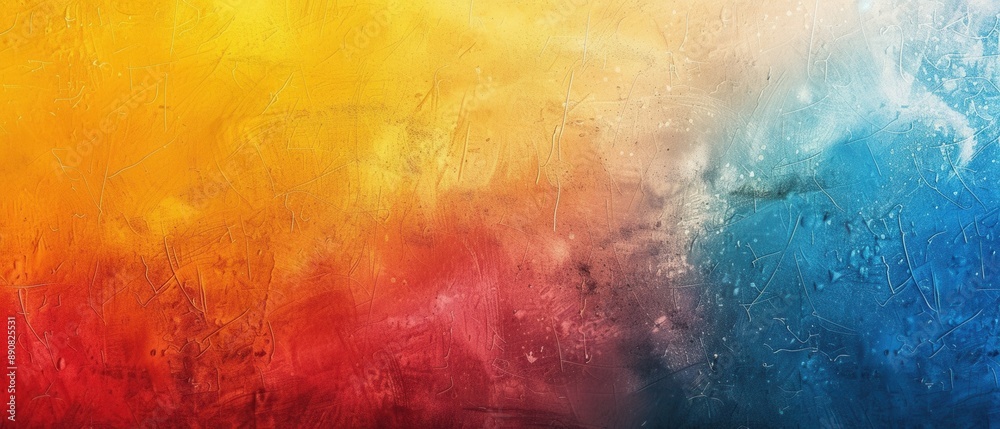 Bright abstract painting with vibrant yellow, red, and blue hues. Both calming and energizing. Bright abstract painting with vibrant yellow, red, and blue hues. Both calming and energizing.