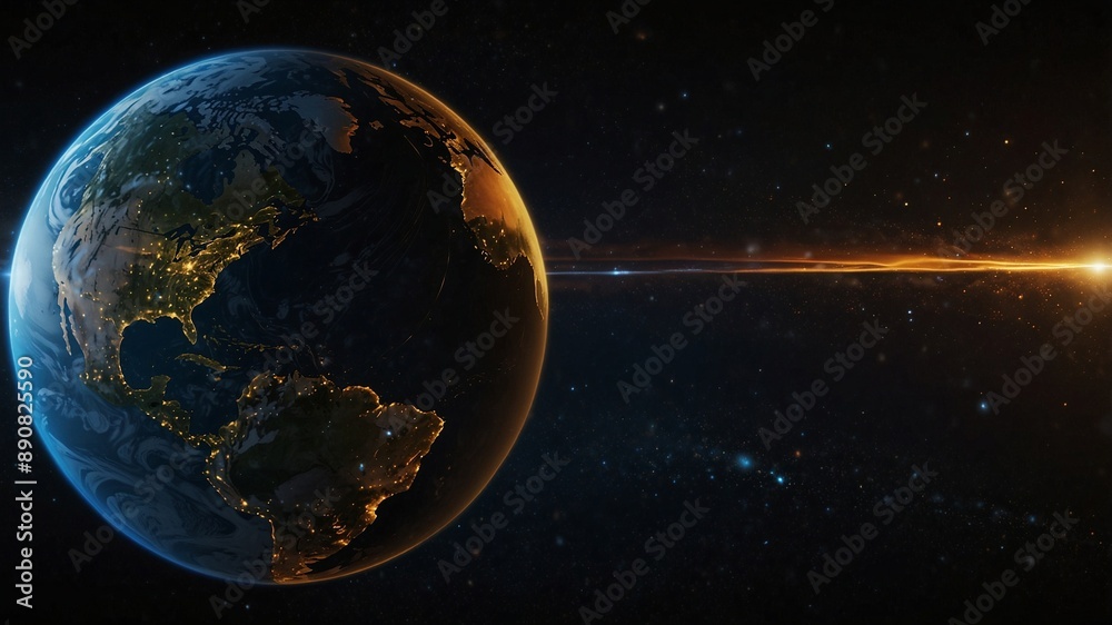 Obraz premium Space science and global satellite communication