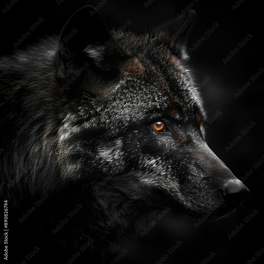 Dark Wolf- Majestic Wildlife Portrait of Black Carnivore Animal Dark Wolf- Majestic Wildlife Portrait of Black Carnivore Animal