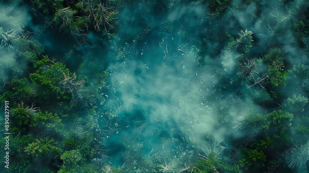 Obraz premium Aerial View of Enchanted Forest Pond