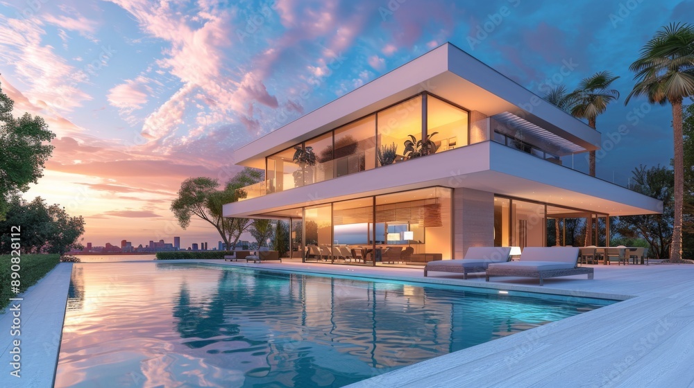 Fototapeta premium Modern Luxury Waterfront Home