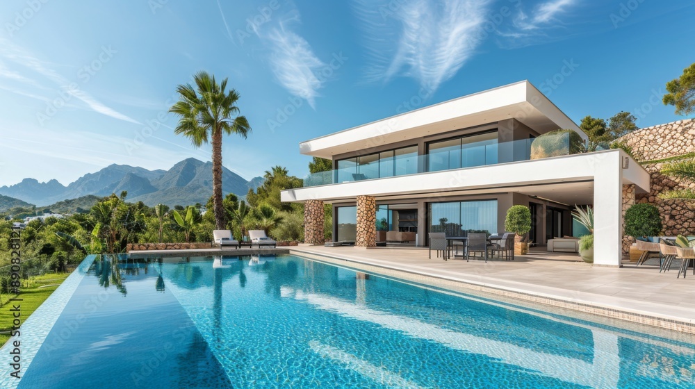 Fototapeta premium Luxury Modern Villa with Infinity Pool