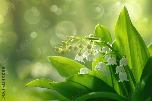 May Lily-Of-The-Valley. Delicate Spring Flowers in White and Green, Wild Bunch of Lily-of-the-Valley