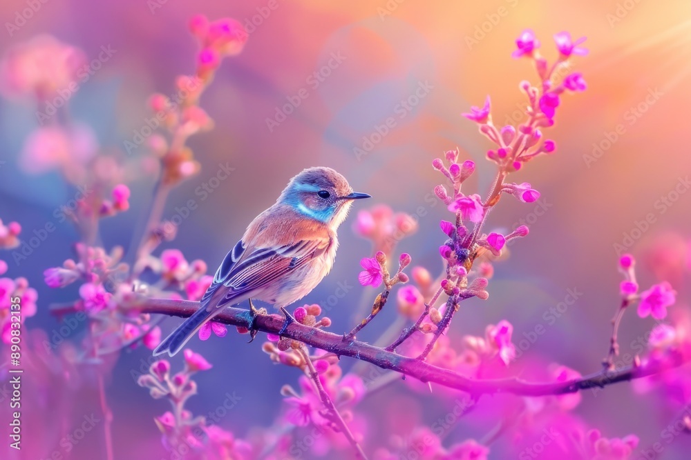 A small bird perched on the branch of a tree, possibly looking for food or shelter A small bird perched on the branch of a tree, possibly looking for food or shelter