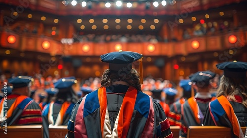Graduation ceremony with academic excellence including a scholarly writing area in the center