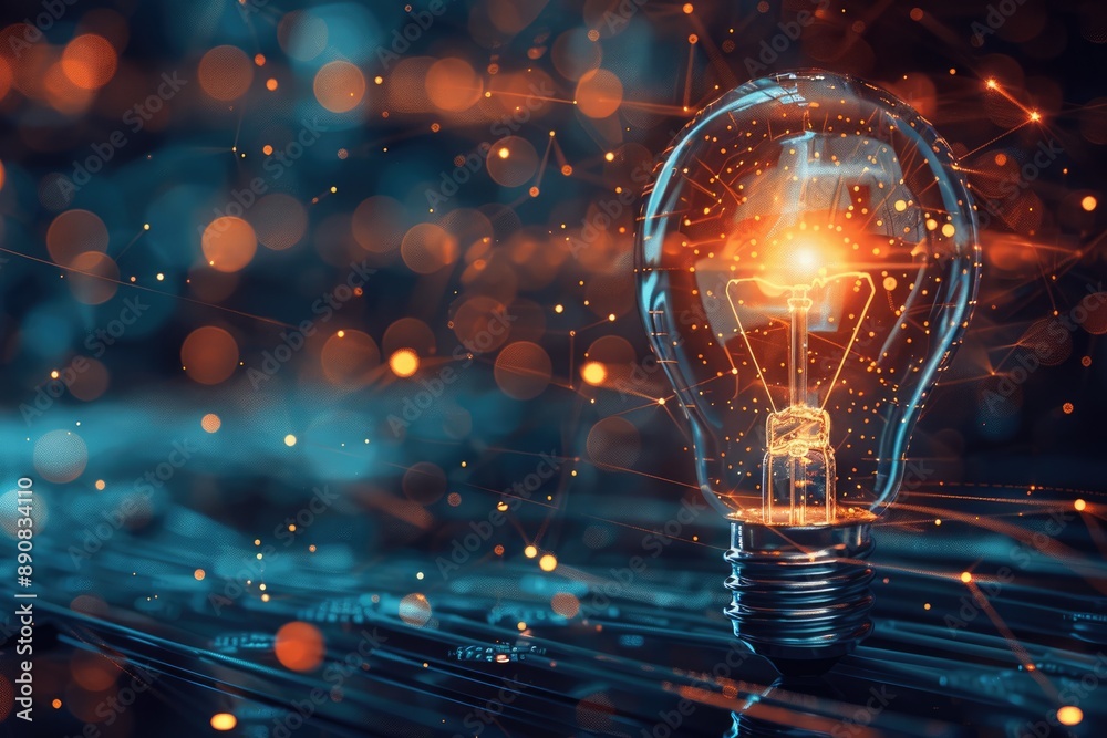 Empower Technology. Authentic Abstract Light Bulb Background for Innovative Business Ideas Empower Technology. Authentic Abstract Light Bulb Background for Innovative Business Ideas