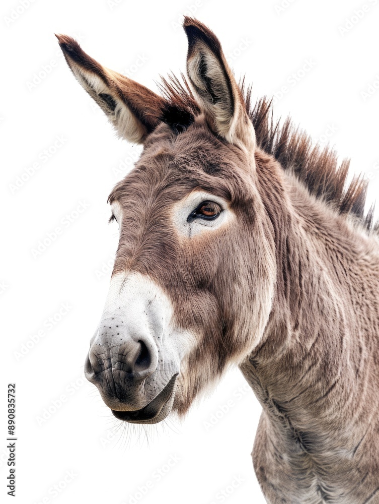 Mule Head. Animal Portrait with Expressive Eyes on White Background Mule Head. Animal Portrait with Expressive Eyes on White Background