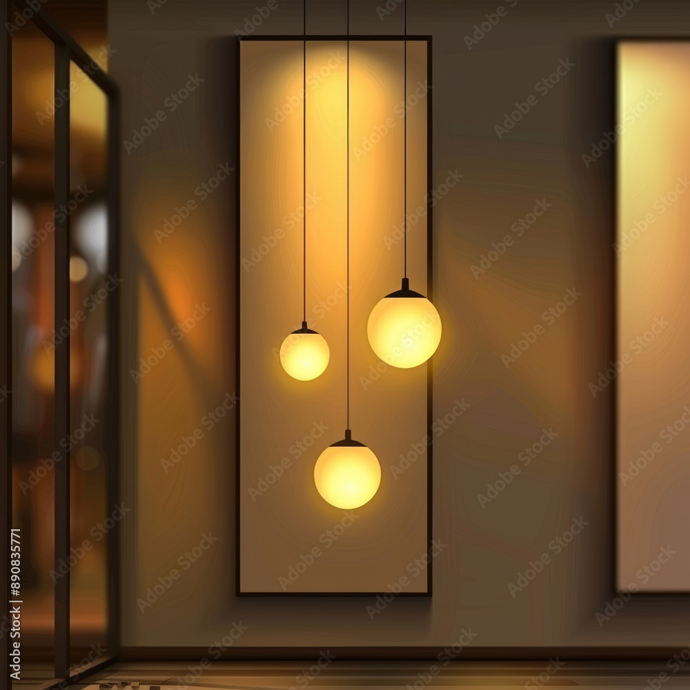 Office Interior Business Card. Abstract Design with Hanging Lamps Front and Back View Office Interior Business Card. Abstract Design with Hanging Lamps Front and Back View