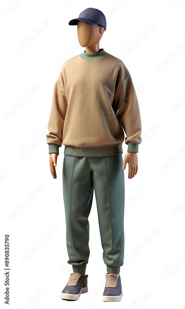 custom made wallpaper toronto digitalFull mannequin in comfortable crewneck, jogger pants, slip-on sneakers, cap