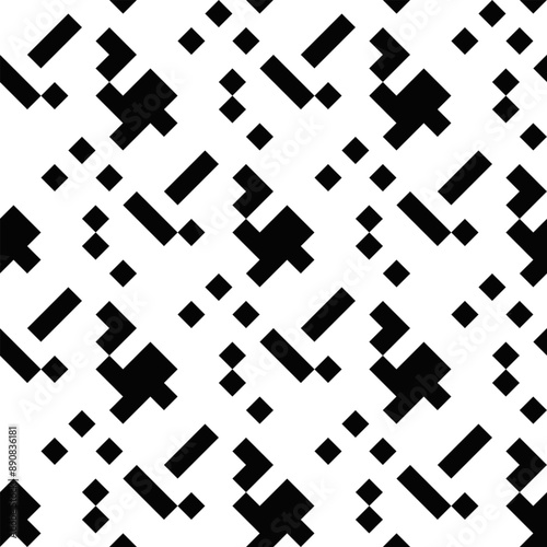 Random diagonal black and white pattern background - monochrome vector graphic