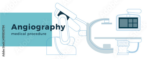 Angiography Procedure. Medical Equipment. Modern Flat Vector Concept Illustration. Website Banner.