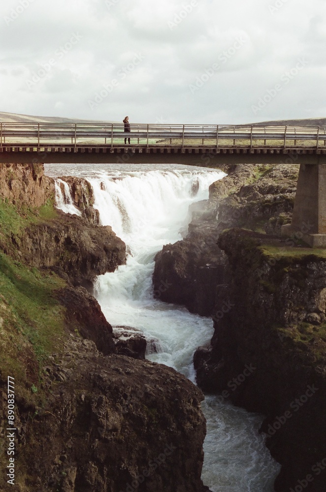 Kolugljúfur Canyon bridge over river in Iceland Kolugljúfur Canyon bridge over river in Iceland
