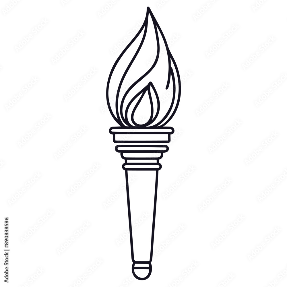 Single continuous line art torch flame fire silhouette. Sport ceremony winner champion victory concept design one sketch vector illustration