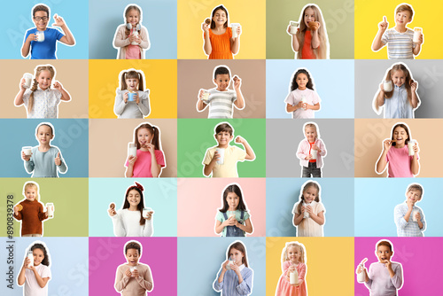 Collage of many children wi...