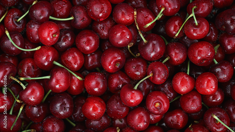 Cherries are juicy red berries. They are often used in desserts, drinks, and as a topping on snacks. Cherries are juicy red berries. They are often used in desserts, drinks, and as a topping on snacks.