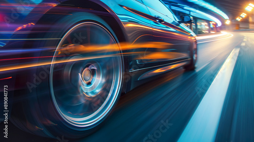 Abstract Motion Blur of Speeding Car on Highway