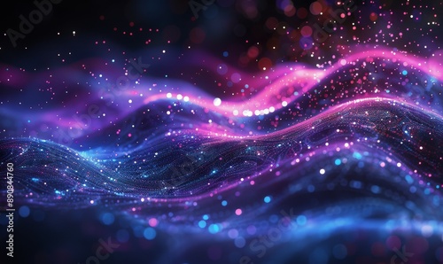Abstract Purple And Pink Glitter Wave Background © olegganko