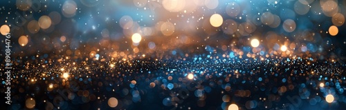 Abstract Blue And Gold Glitter Background
