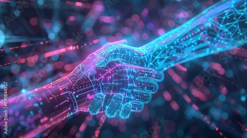 Digital Handshake: A Futuristic Symbiosis of Technology and Human Connection