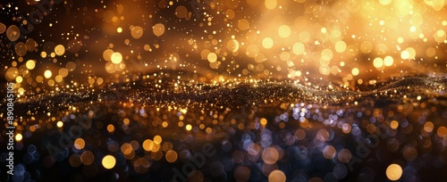 Golden Bokeh Lights on a Dark Background