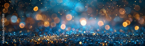 Abstract Blue And Gold Glitter Background
