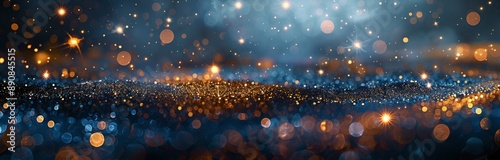Abstract Blue And Orange Glitter Lights Background