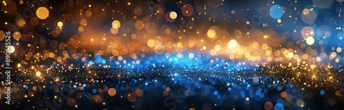 Abstract Blue And Gold Glitter Background