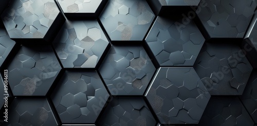 Abstract Black Hexagon Pattern Wall